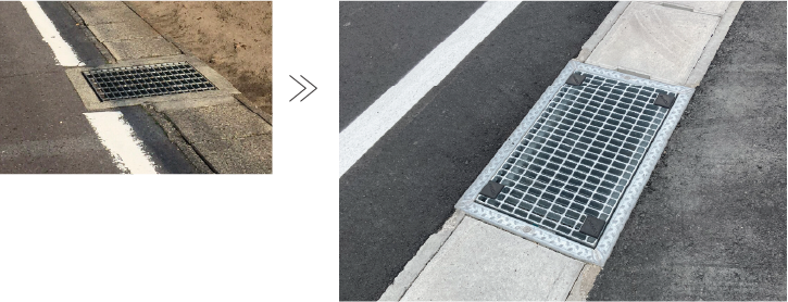 側溝と外幅がぴったり！美しい道路景観と施工性を両立画像
