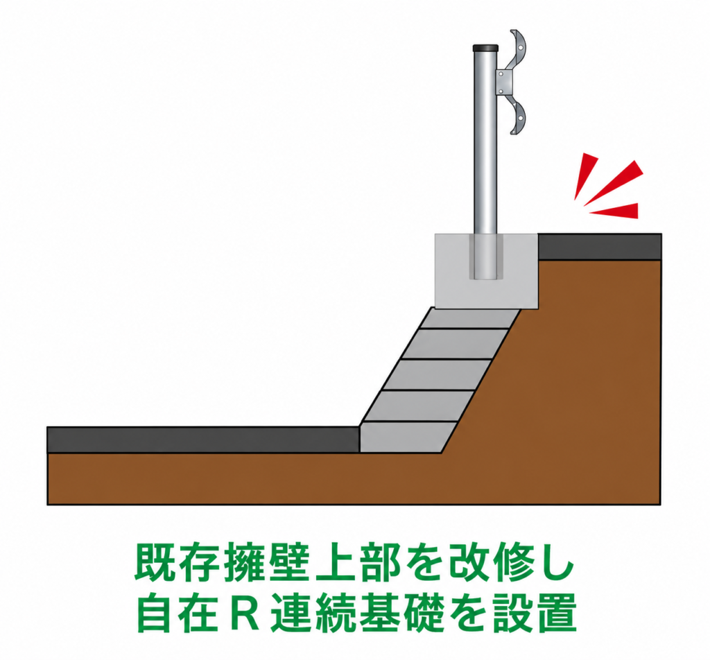  底版がないため、支障物のある路肩部にも納まる画像