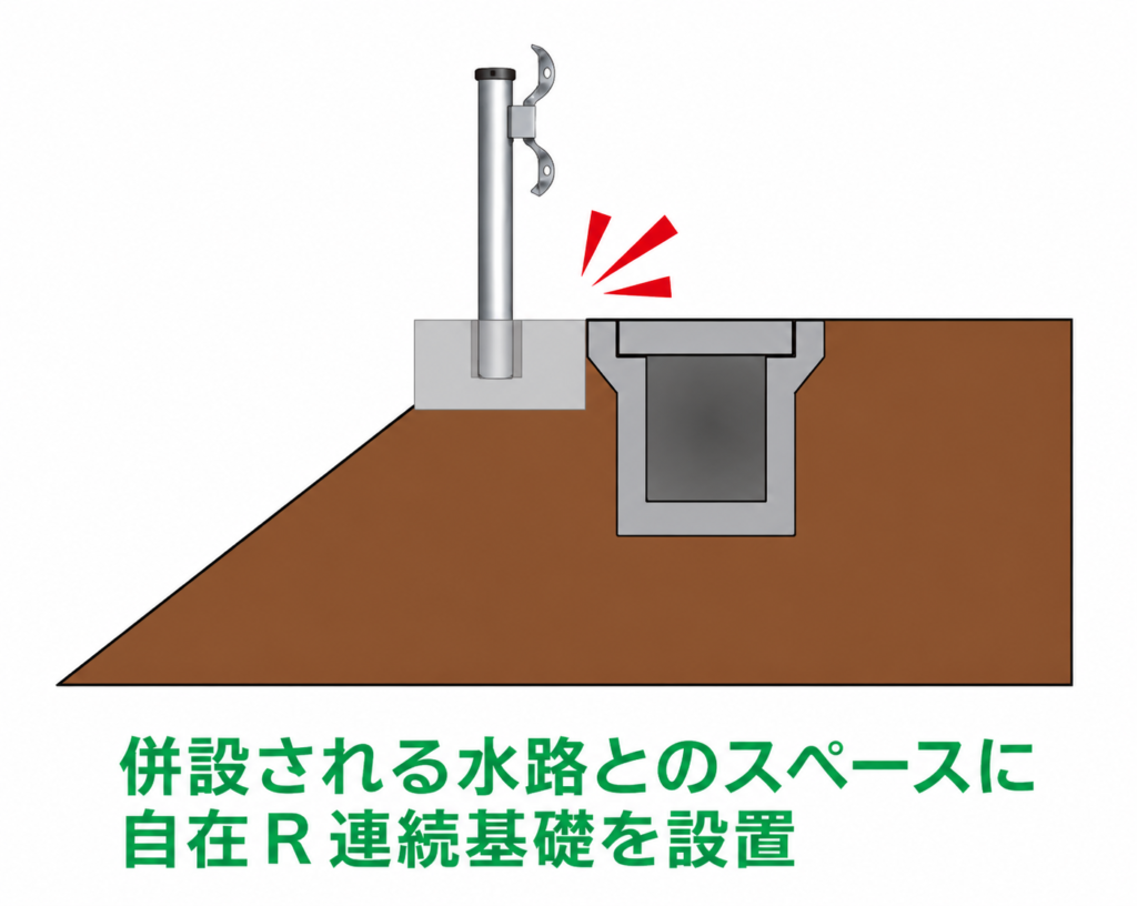  底版がないため、支障物のある路肩部にも納まる画像