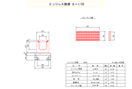 エッジレス横断側溝-300