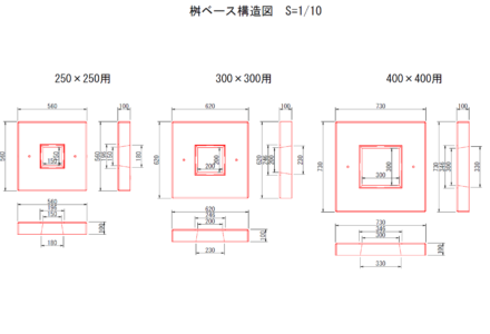 桝ベース 正方形 標準断面図